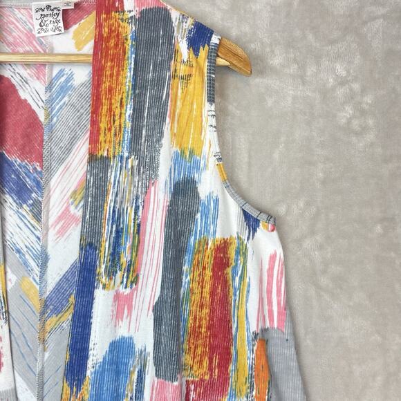 Parsley & Sage Womens Small Cardigan Vest Open Colorful Boho Pheobe Buffay - Picture 2 of 12